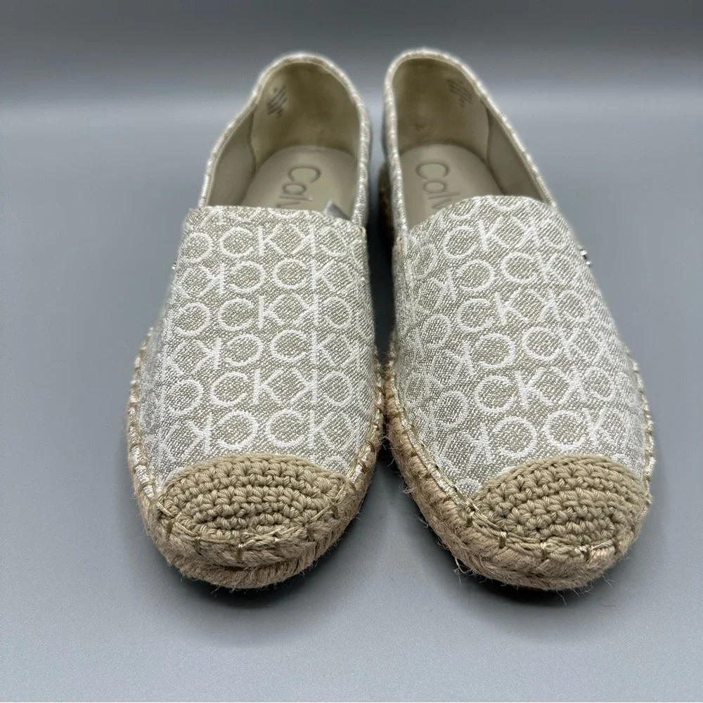 Calvin Klein Womens Flats Shoes Espadrille Monogram Signature Logo Size 10M
